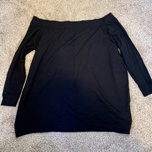 Black off the shoulder tunic sweatshirt
